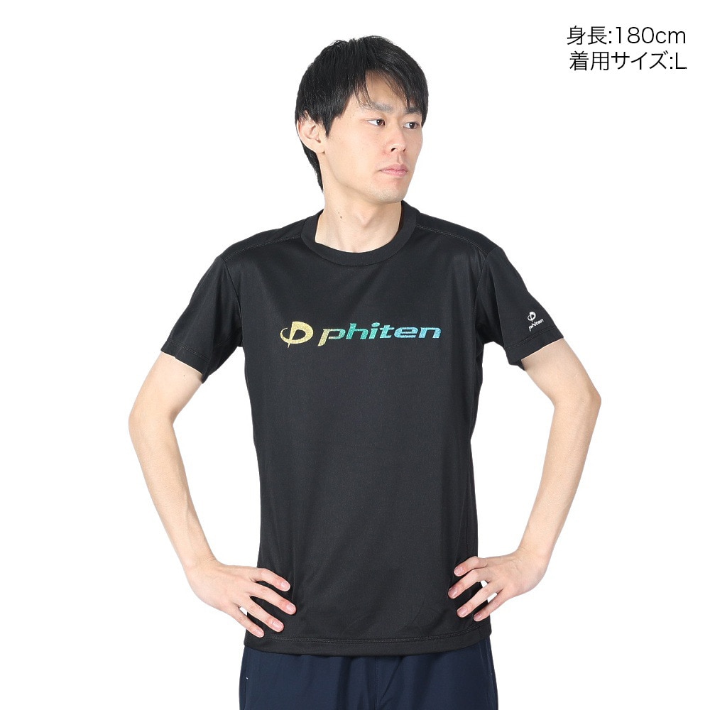 ファイテン（PHITEN）（メンズ、レディース）バレーボール 半袖 RUKUシャツ グラデーション ブラック 3124JG61910