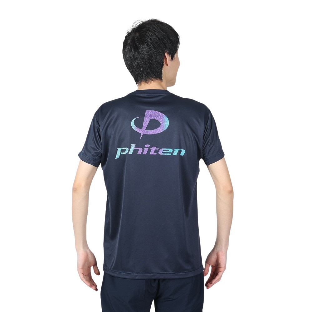 ファイテン（PHITEN）（メンズ、レディース）半袖 RUKUシャツ グラデーション ネイビー 3124JG62000