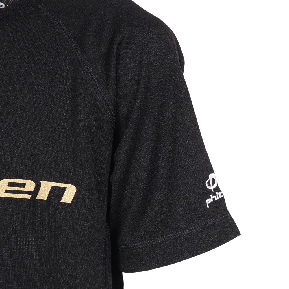 ファイテン（PHITEN）（キッズ）ジュニア バレーボールウェア 半袖Tシャツ BK/GD 3124JG65200