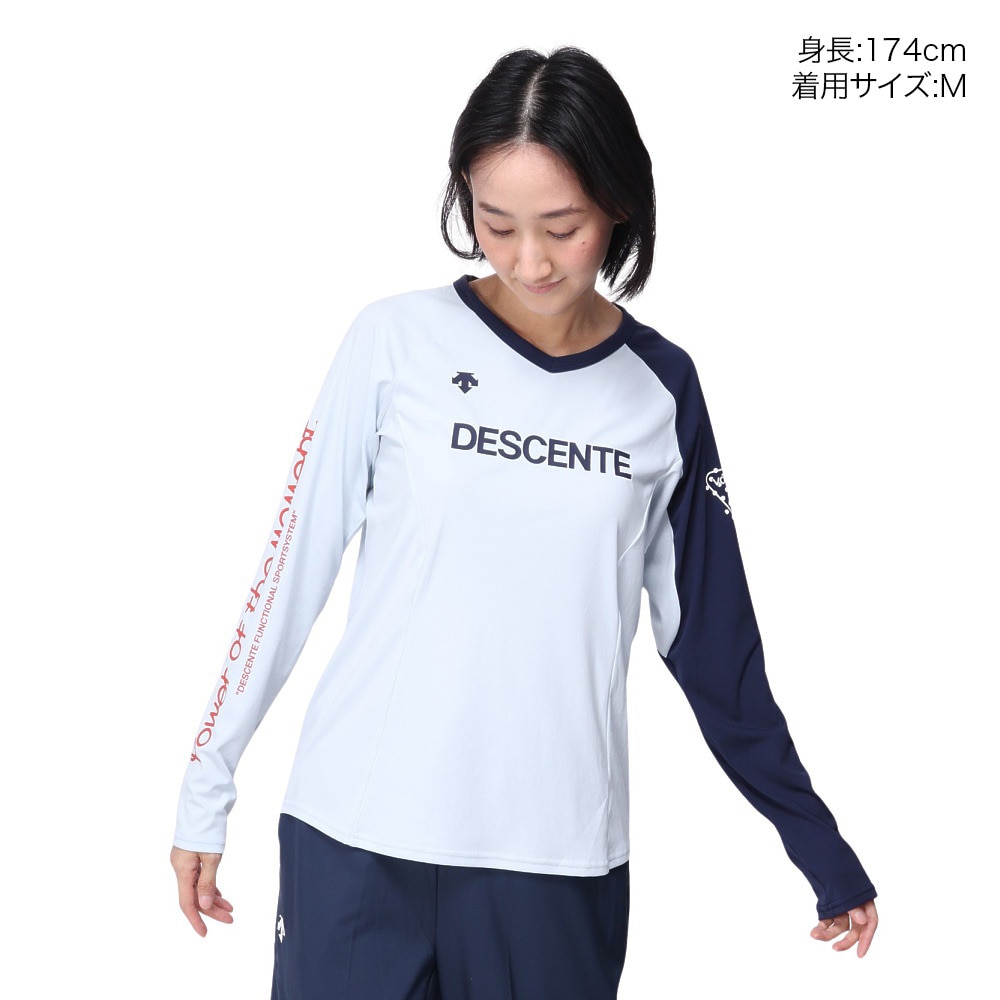 デサント（DESCENTE）（レディース）バレーボールウェア 透けにくいプラクテイス長袖Tシャツ DX-B1045XB BLNV