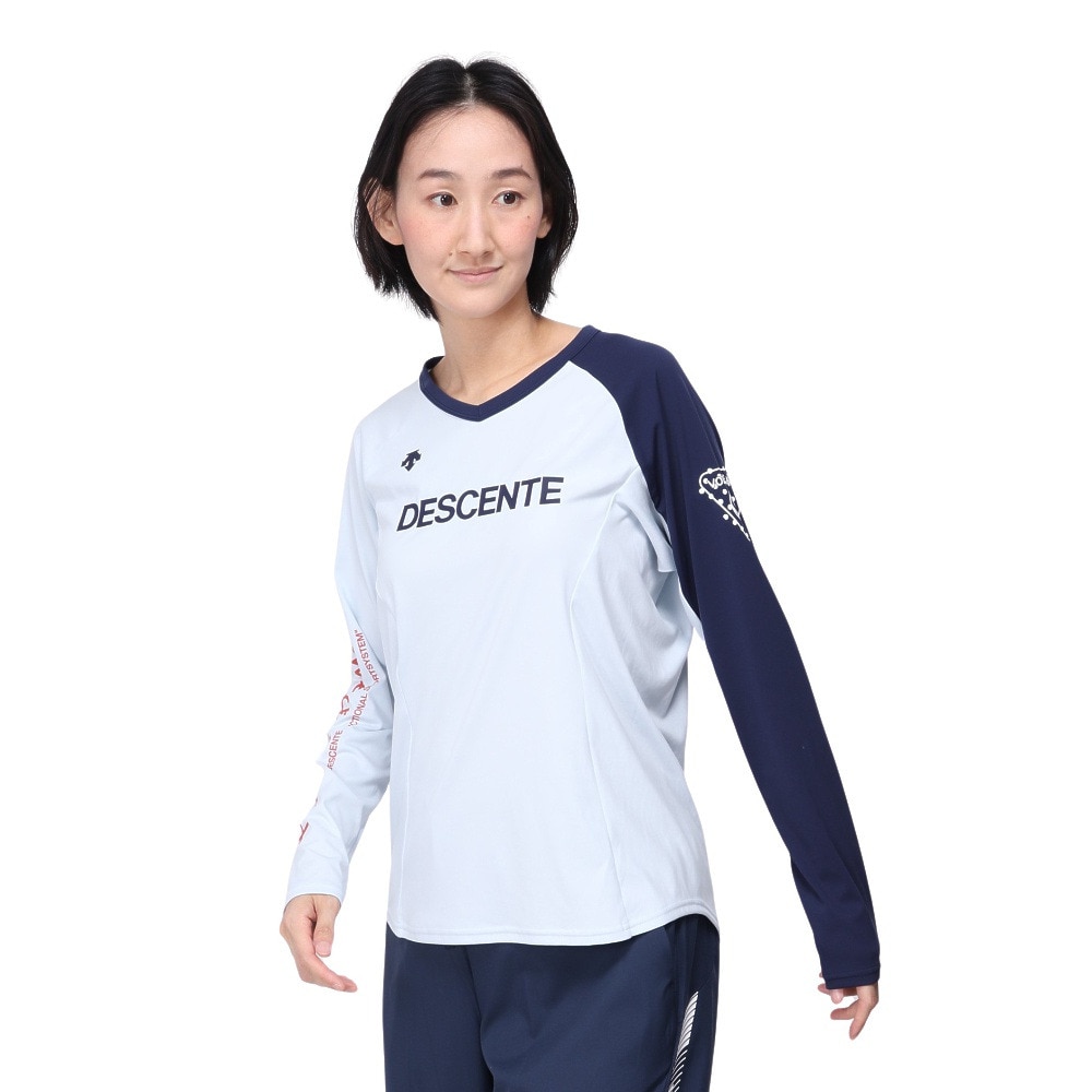 デサント（DESCENTE）（レディース）バレーボールウェア 透けにくいプラクテイス長袖Tシャツ DX-B1045XB BLNV