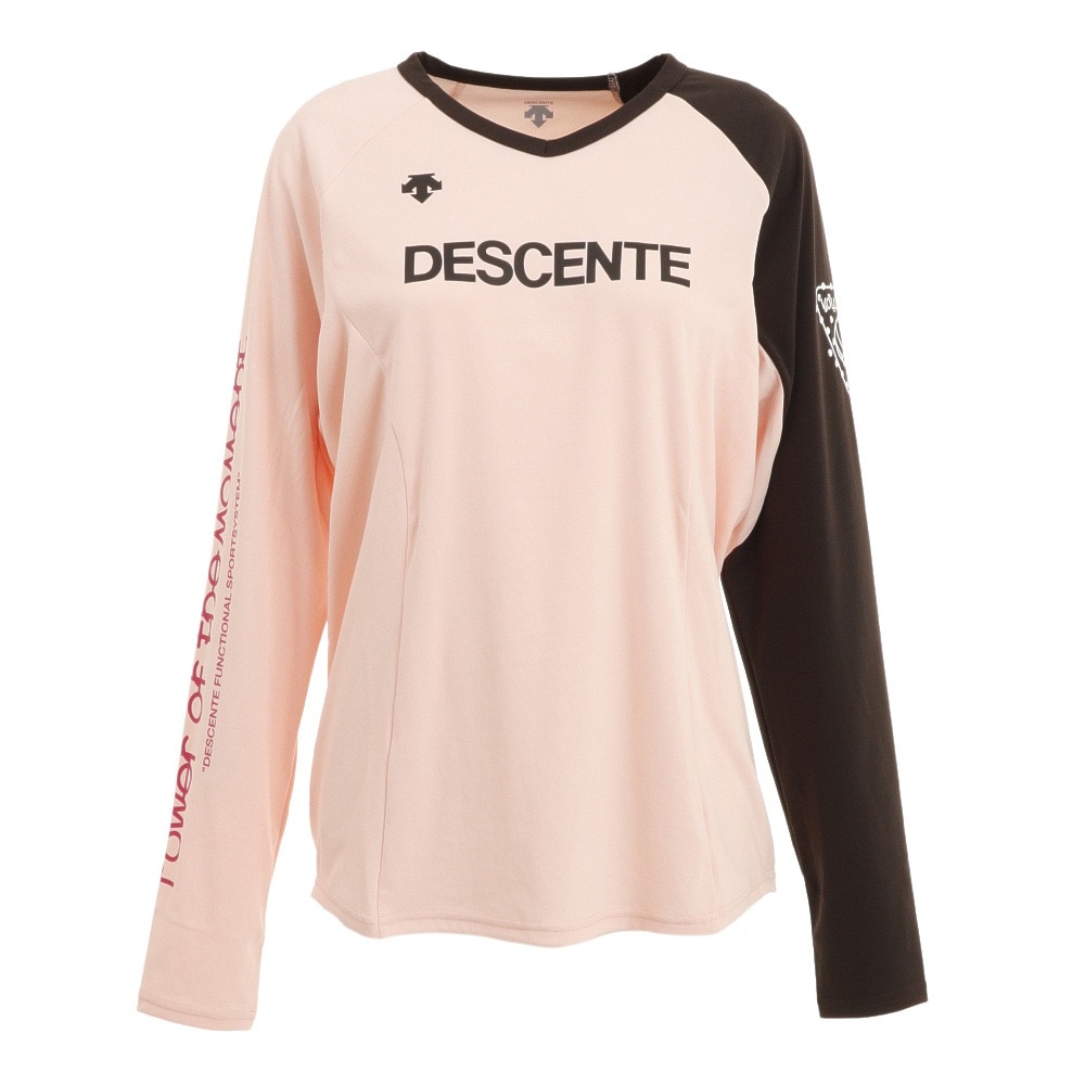 DESCENTE バレーボールウェア 透けにくいプラクテイス長袖Tシャツ DX-B1045XB PKBK Ｌ 60 バレーボール