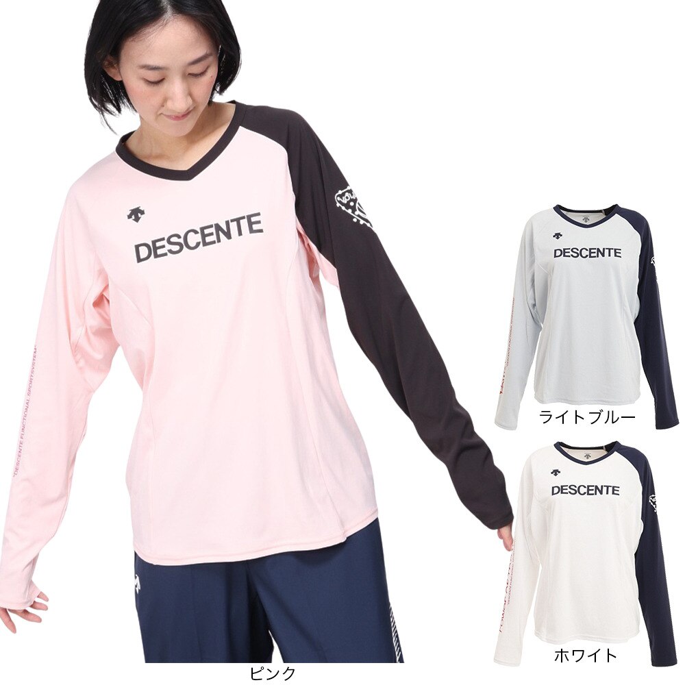 デサント（DESCENTE）（レディース）バレーボールウェア 透けにくいプラクテイス長袖Tシャツ DX-B1045XB PKBK