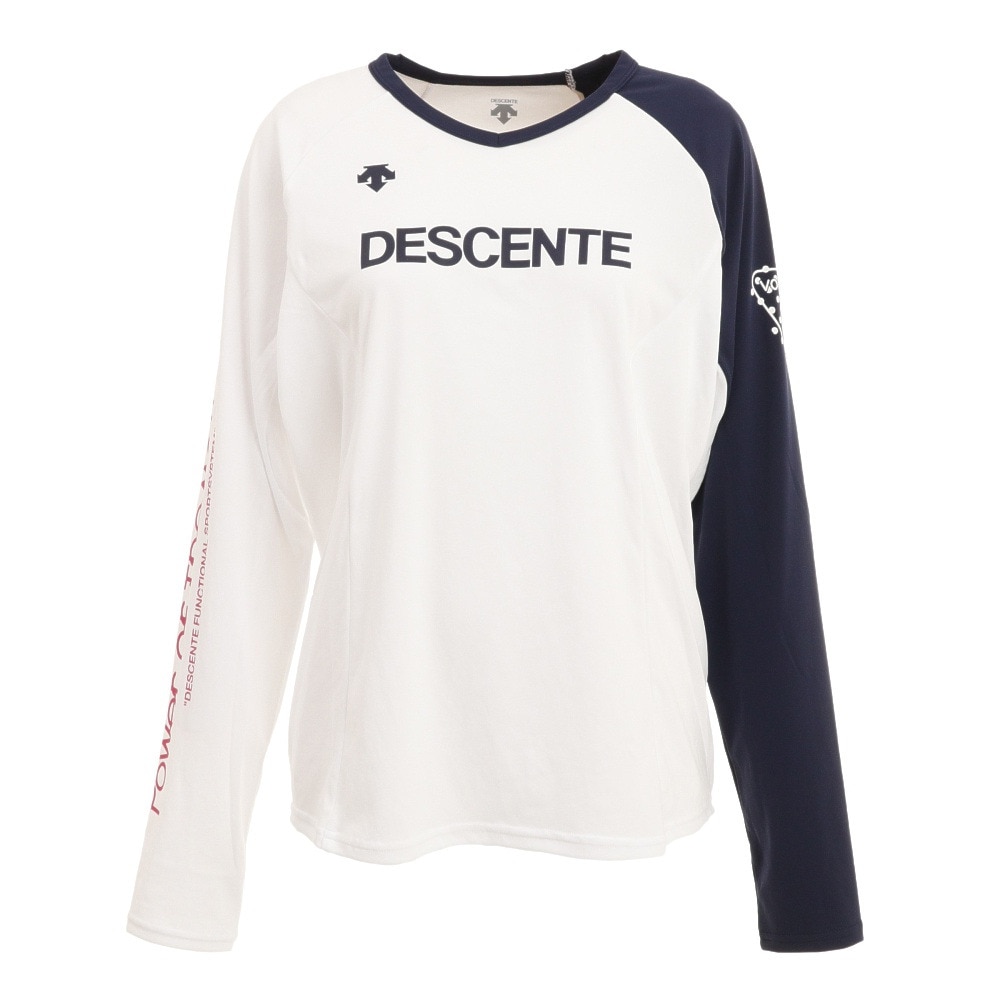 デサント（DESCENTE）（レディース）バレーボールウェア 透けにくいプラクテイス長袖Tシャツ DX-B1045XB WHNV