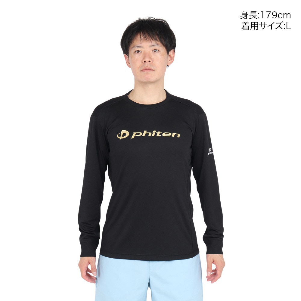 ファイテン（PHITEN）（メンズ、レディース）バレーボールウェア 長袖Tシャツ ブラックゴールド 3124JG62500