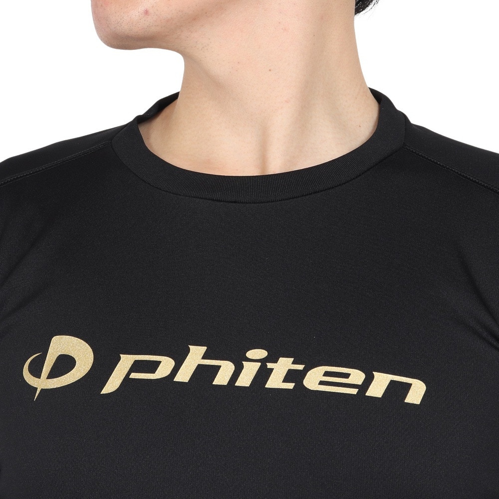 ファイテン（PHITEN）（メンズ、レディース）バレーボールウェア 長袖Tシャツ ブラックゴールド 3124JG62500