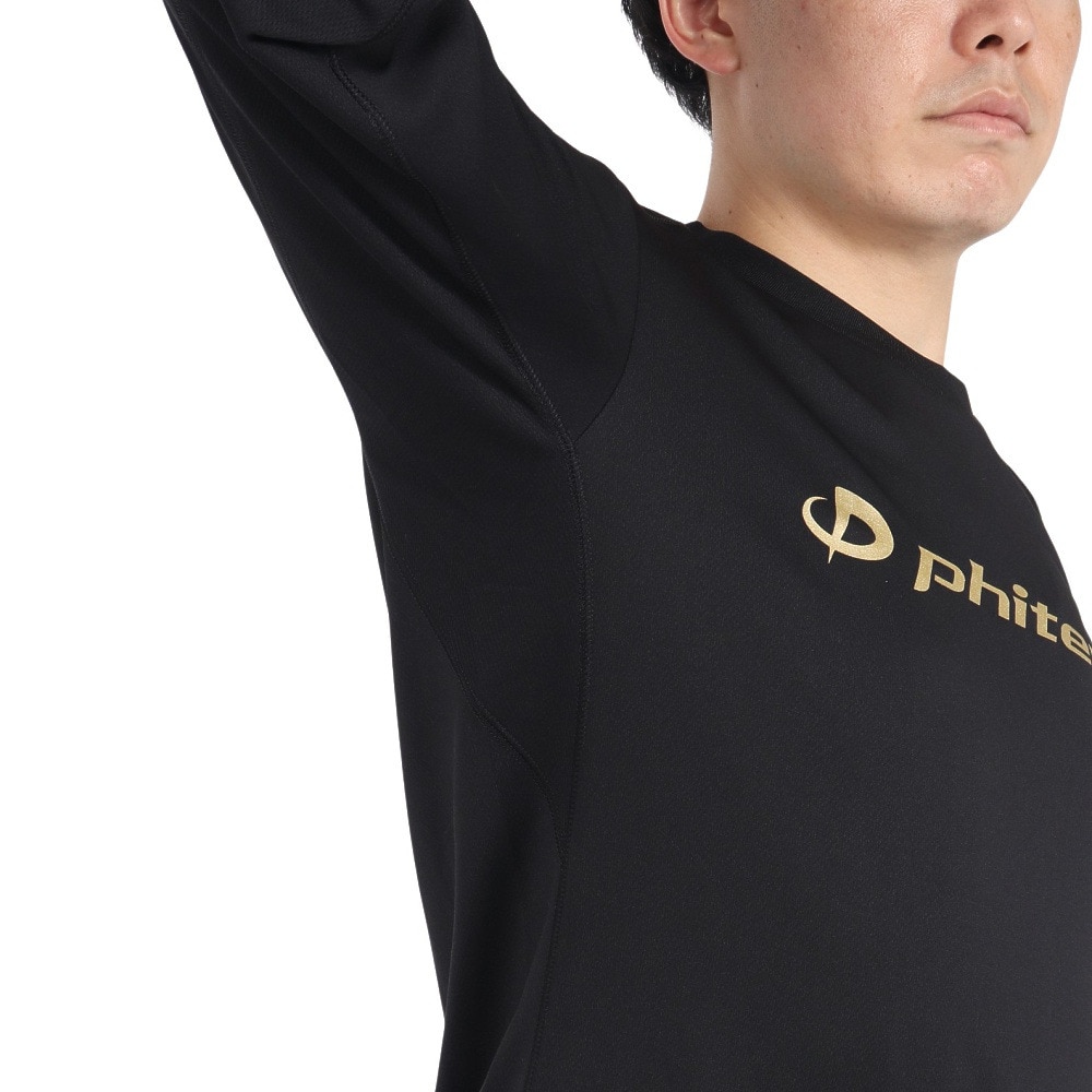 ファイテン（PHITEN）（メンズ、レディース）バレーボールウェア 長袖Tシャツ ブラックゴールド 3124JG62500