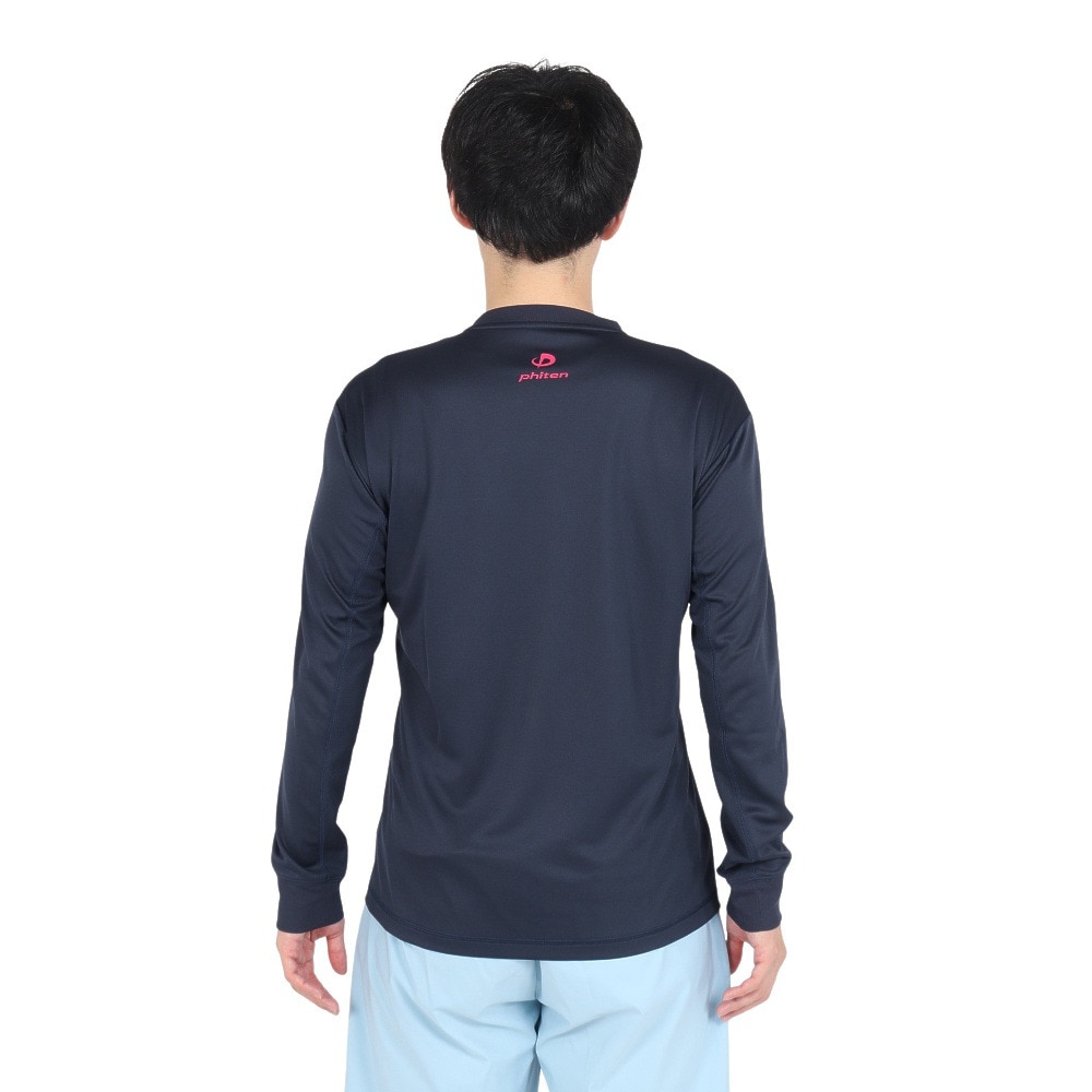 ファイテン（PHITEN）（メンズ、レディース）バレーボールウェア 長袖Tシャツ ネイビーピンク 3124JG62600