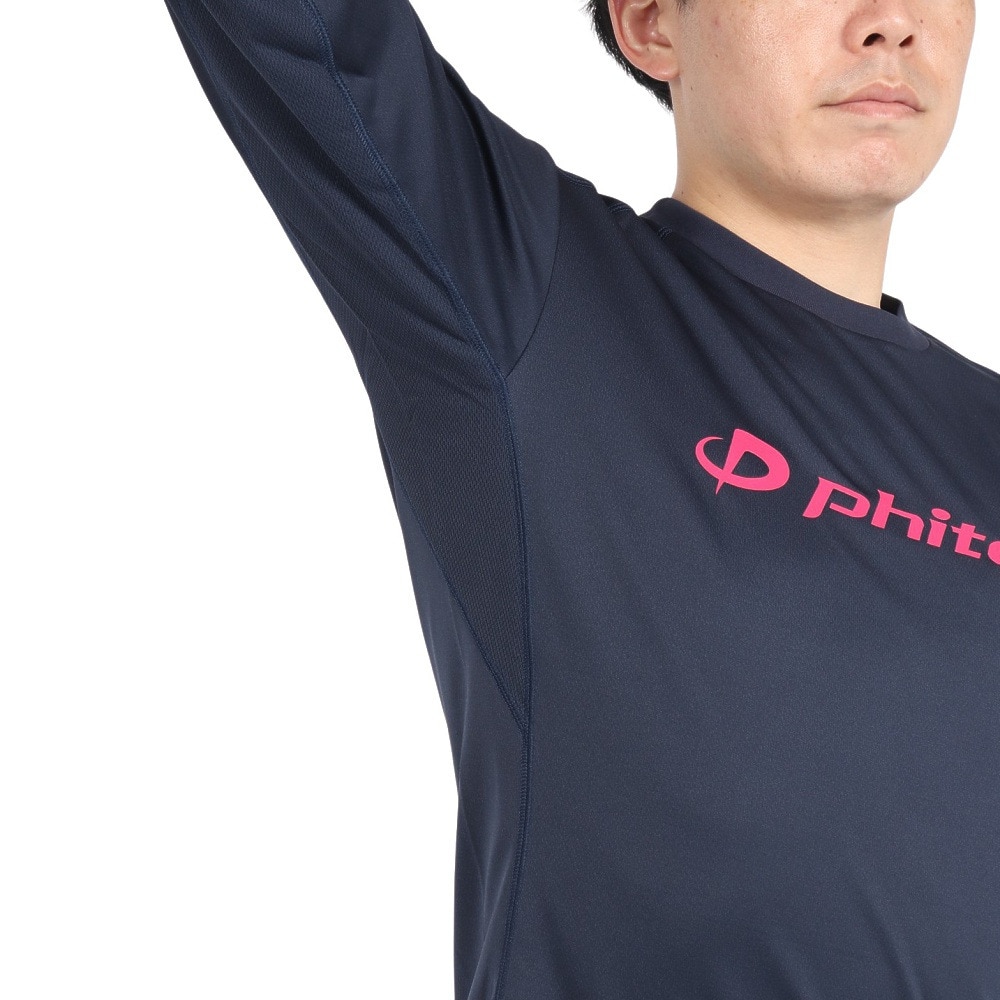 ファイテン（PHITEN）（メンズ、レディース）バレーボールウェア 長袖Tシャツ ネイビーピンク 3124JG62600