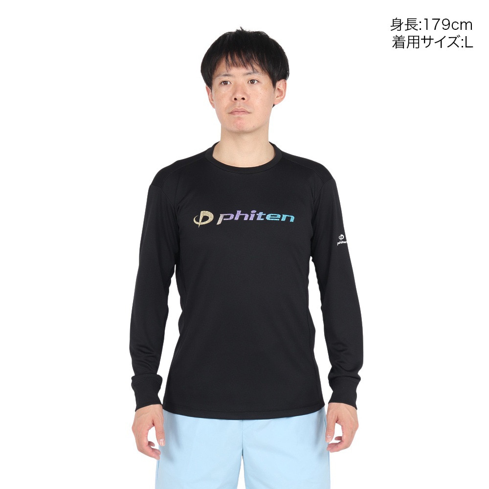 ファイテン（PHITEN）（メンズ、レディース）長袖Tシャツ ラメグラデ ブラックゴールド 3124JG62900