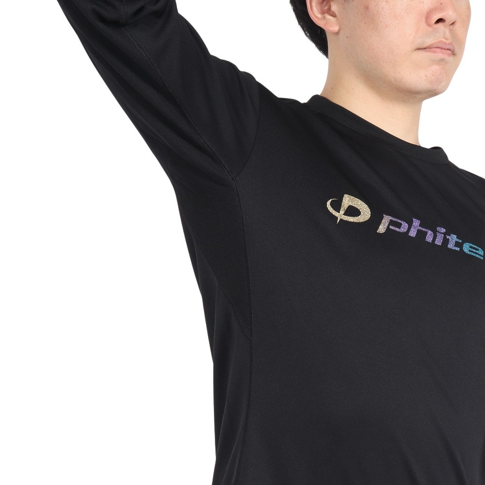ファイテン（PHITEN）（メンズ、レディース）長袖Tシャツ ラメグラデ ブラックゴールド 3124JG62900