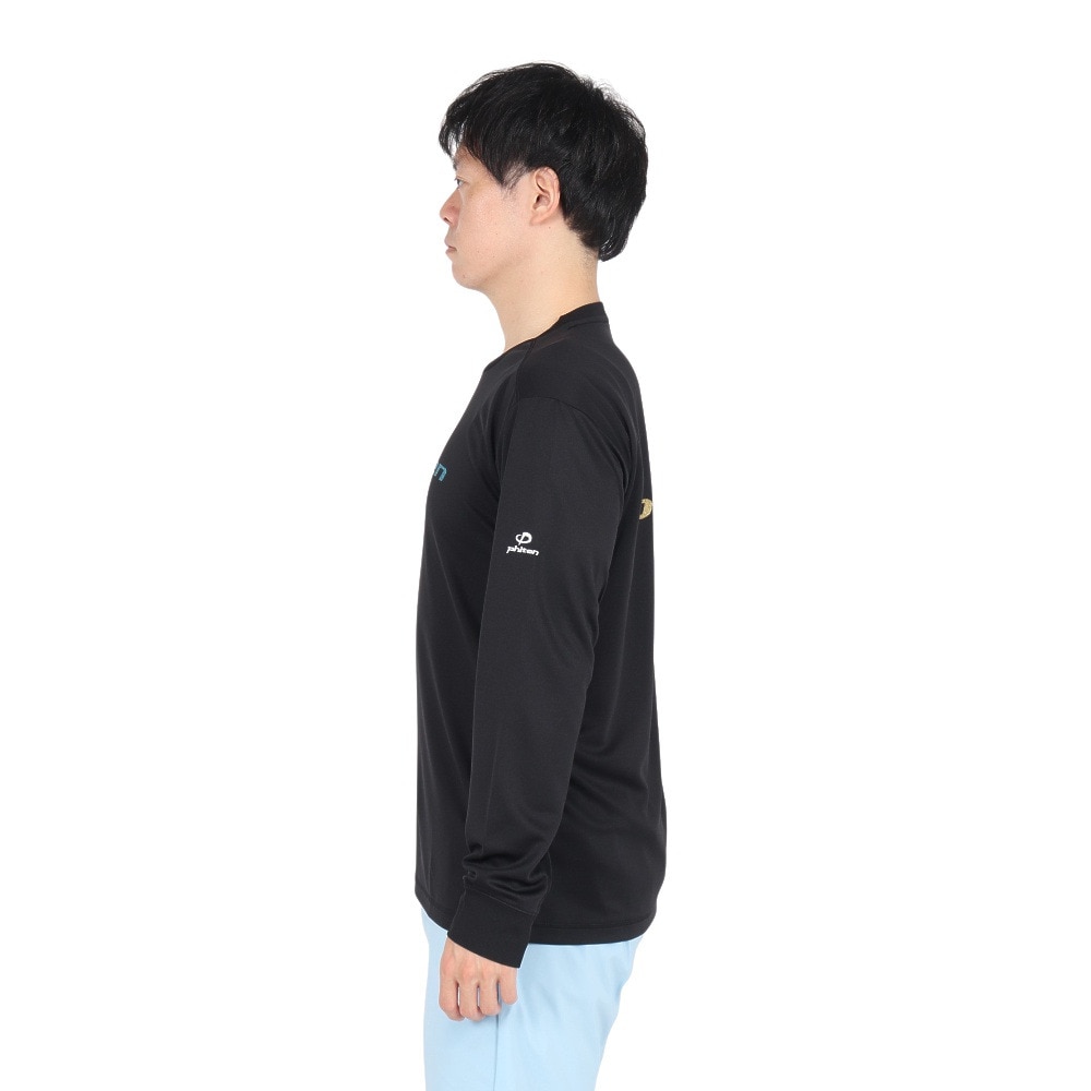 ファイテン（PHITEN）（メンズ、レディース）長袖Tシャツ ラメグラデ ブラックイエロー 3124JG62910