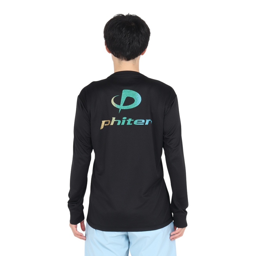 ファイテン（PHITEN）（メンズ、レディース）長袖Tシャツ ラメグラデ ブラックイエロー 3124JG62910