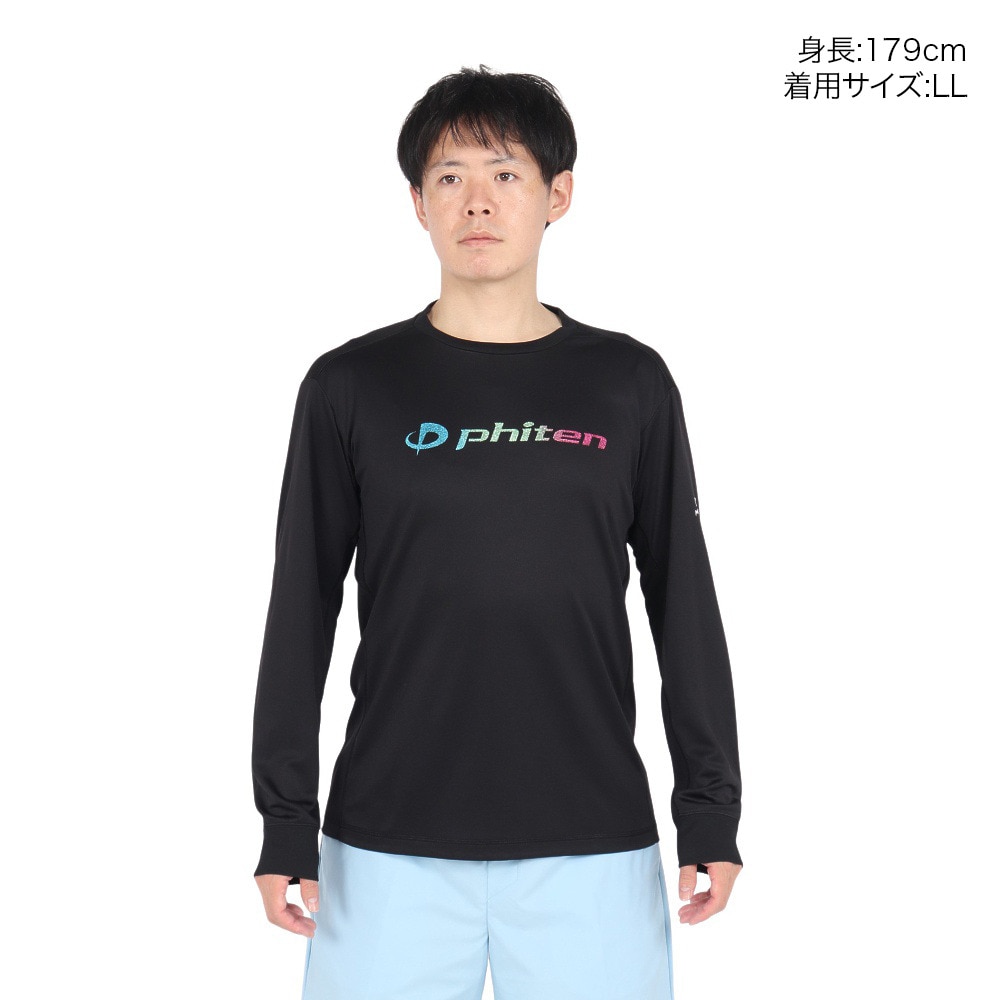 ファイテン（PHITEN）（メンズ、レディース）長袖Tシャツ ラメグラデ ブラックブルー 3124JG62920
