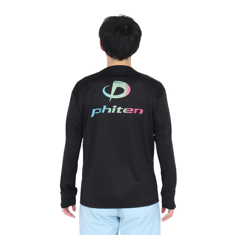 ファイテン（PHITEN）（メンズ、レディース）長袖Tシャツ ラメグラデ ブラックブルー 3124JG62920