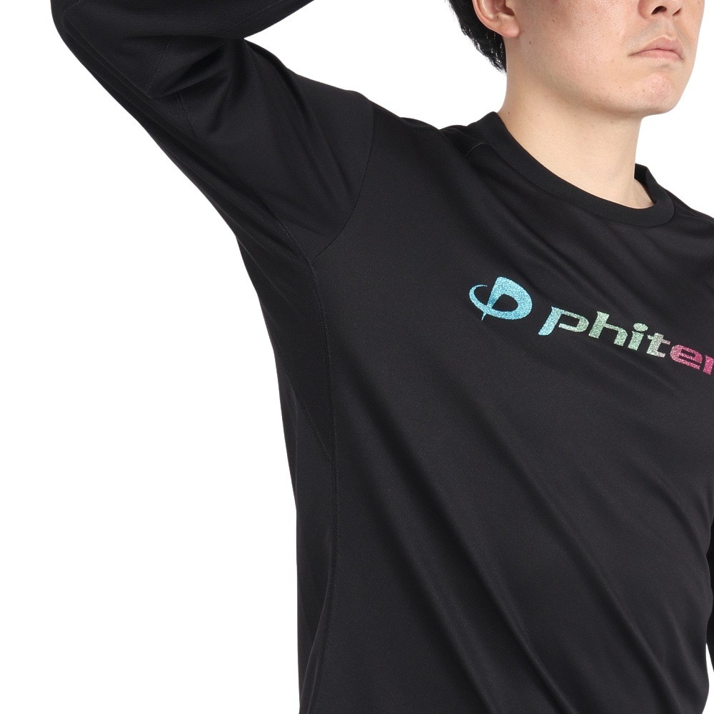 ファイテン（PHITEN）（メンズ、レディース）長袖Tシャツ ラメグラデ ブラックブルー 3124JG62920