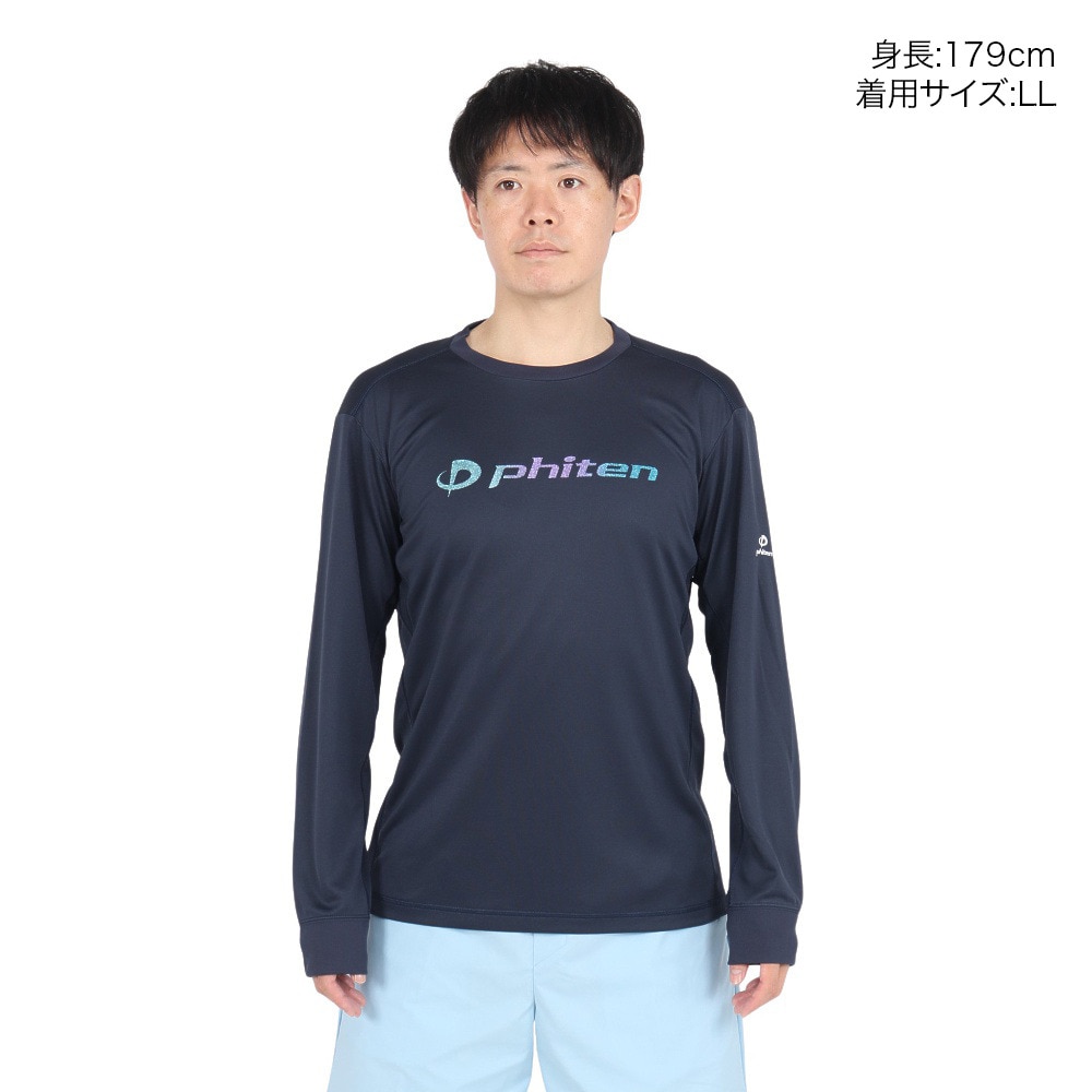ファイテン（PHITEN）（メンズ、レディース）長袖Tシャツ ラメグラデ ネイビーブルー 3124JG63000