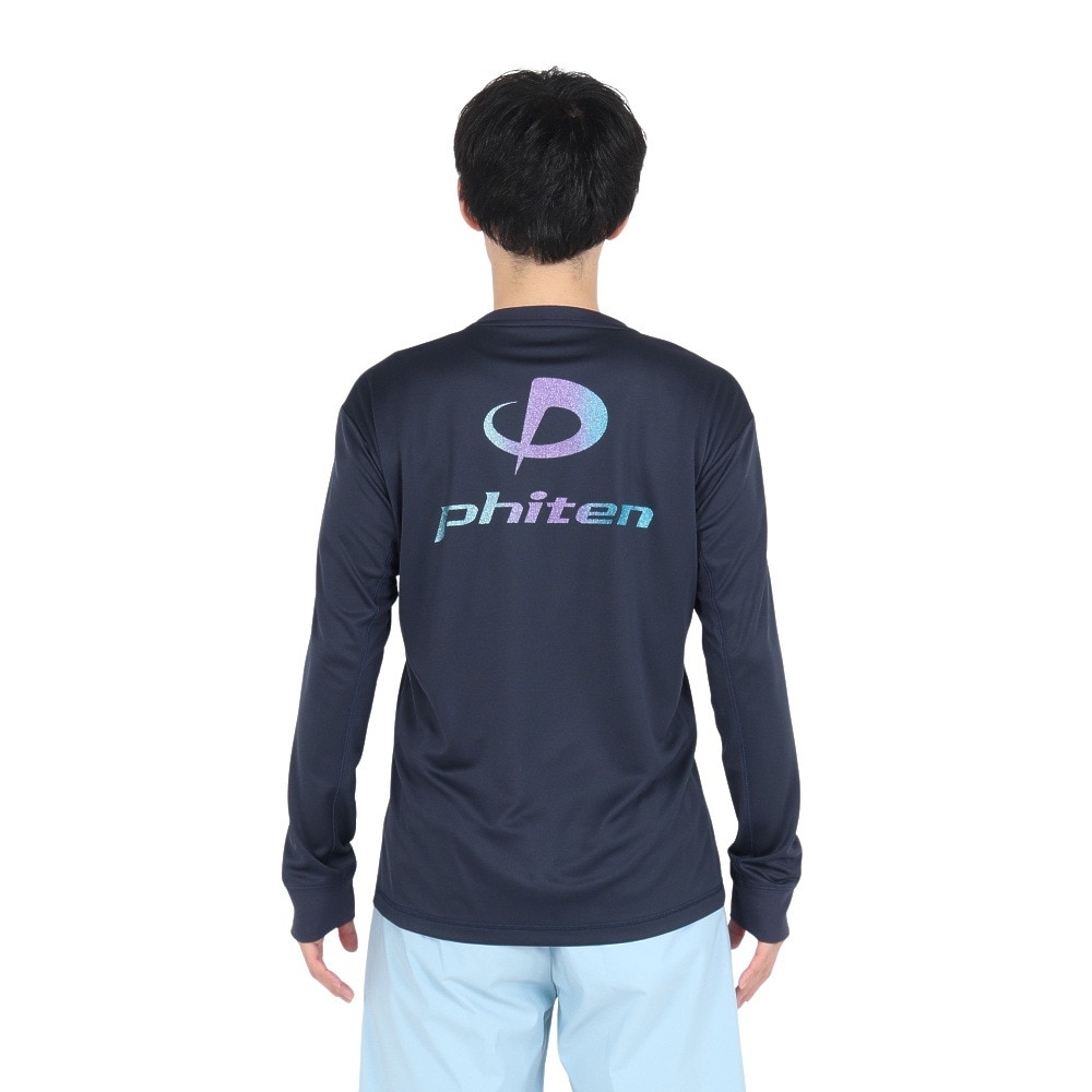 ファイテン（PHITEN）（メンズ、レディース）長袖Tシャツ ラメグラデ ネイビーブルー 3124JG63000