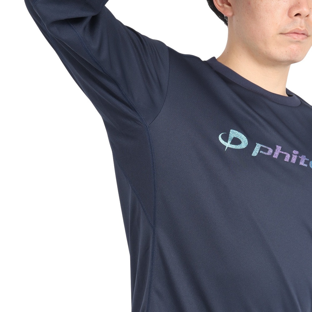 ファイテン（PHITEN）（メンズ、レディース）長袖Tシャツ ラメグラデ ネイビーブルー 3124JG63000