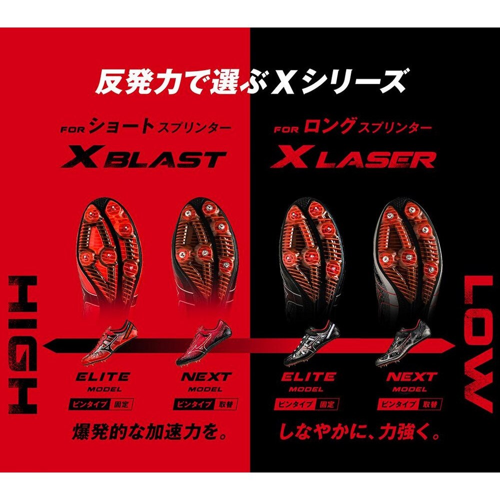 ミズノ（MIZUNO）（メンズ、レディース）陸上スパイク 100～400m・ハードル X レーザー エリート LASER ELITE U1GA210150★★★