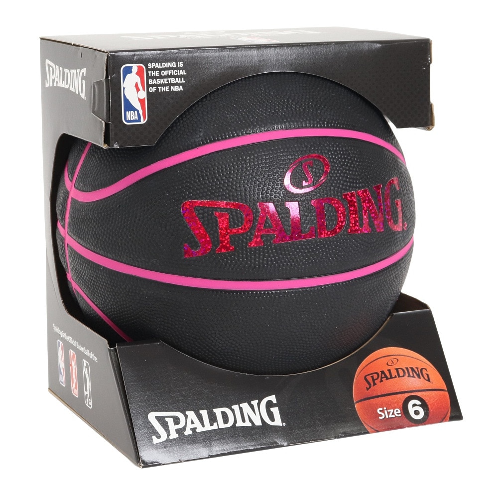 スポルディング（SPALDING）（レディース）バスケットボール ホログラム ブラック×ピンク 6号球 84-534J 屋外 室外