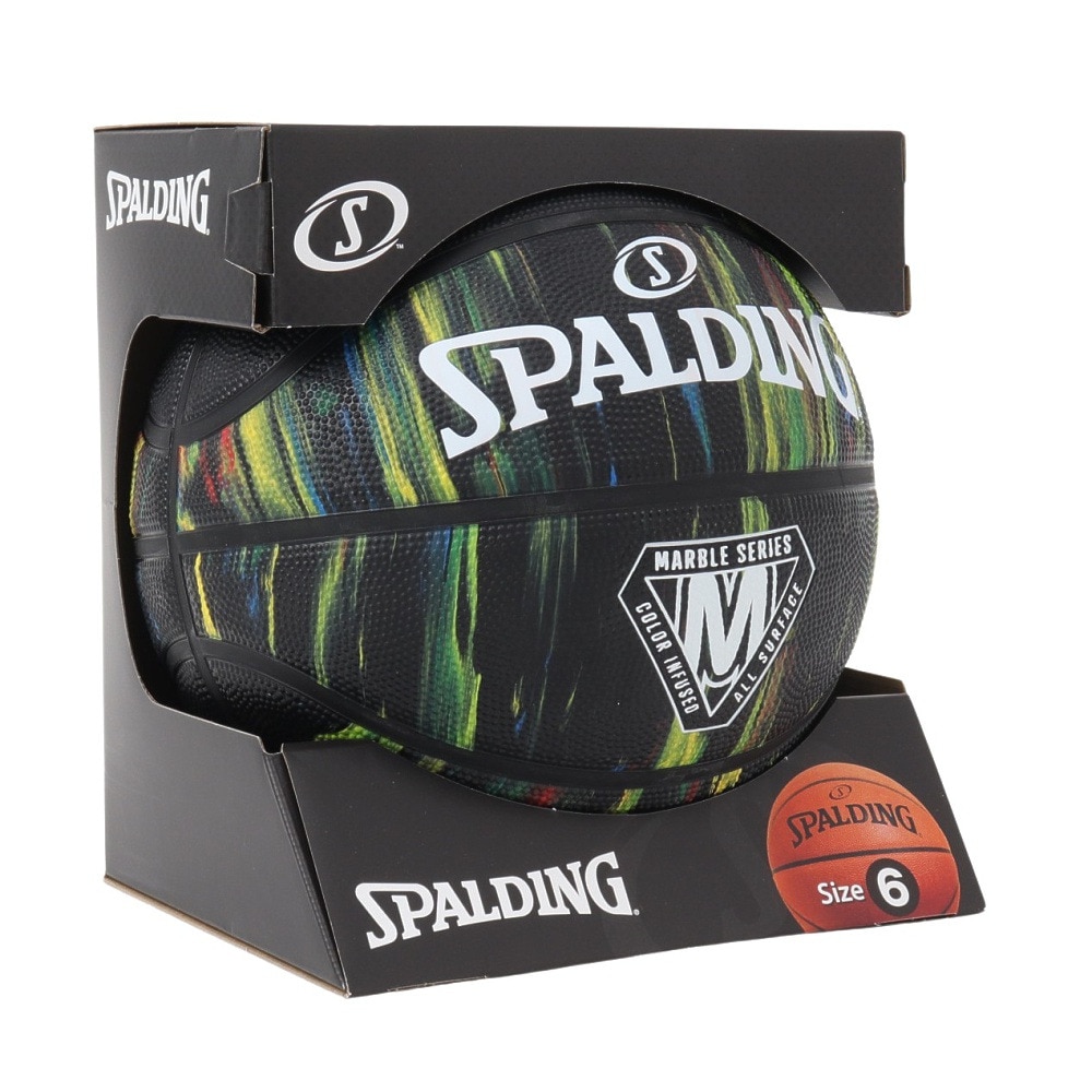スポルディング（SPALDING）（メンズ、レディース）バスケットボール 6号球 マーブル ブラック ラバー 84-407Z