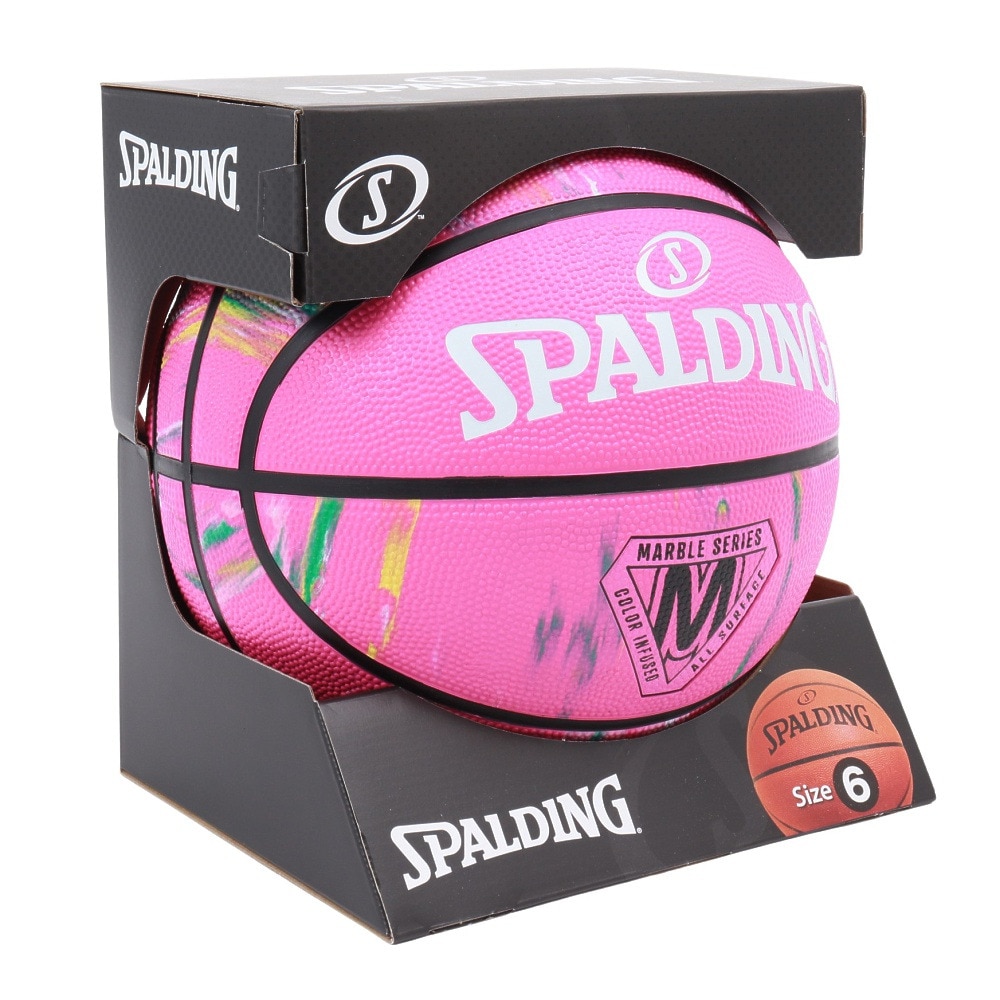 スポルディング（SPALDING）（メンズ、レディース）バスケットボール 6号球 マーブル ピンク ラバー 84-411Z