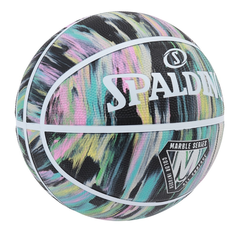 スポルディング（SPALDING）（メンズ、レディース、キッズ）バスケットボール 6号球 マーブル ブラックパステル ラバー 84-414Z