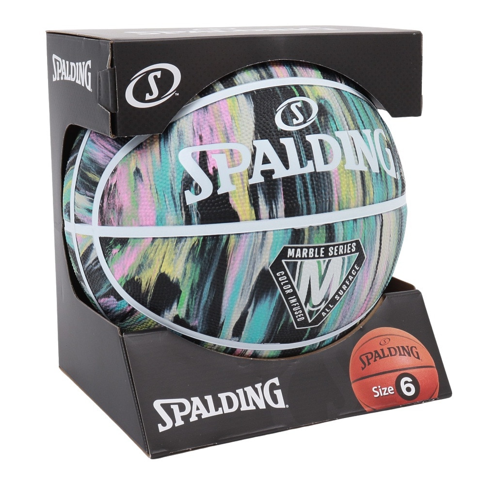 スポルディング（SPALDING）（メンズ、レディース、キッズ）バスケットボール 6号球 マーブル ブラックパステル ラバー 84-414Z