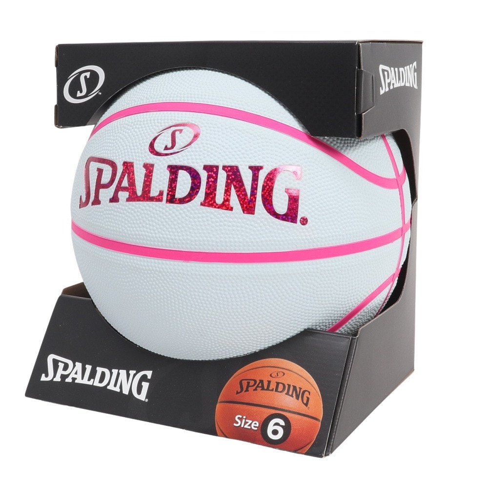 スポルディング（SPALDING）（レディース）バスケットボール 6号球 ホログラム ホワイト×ピンク ラバー 84-535J