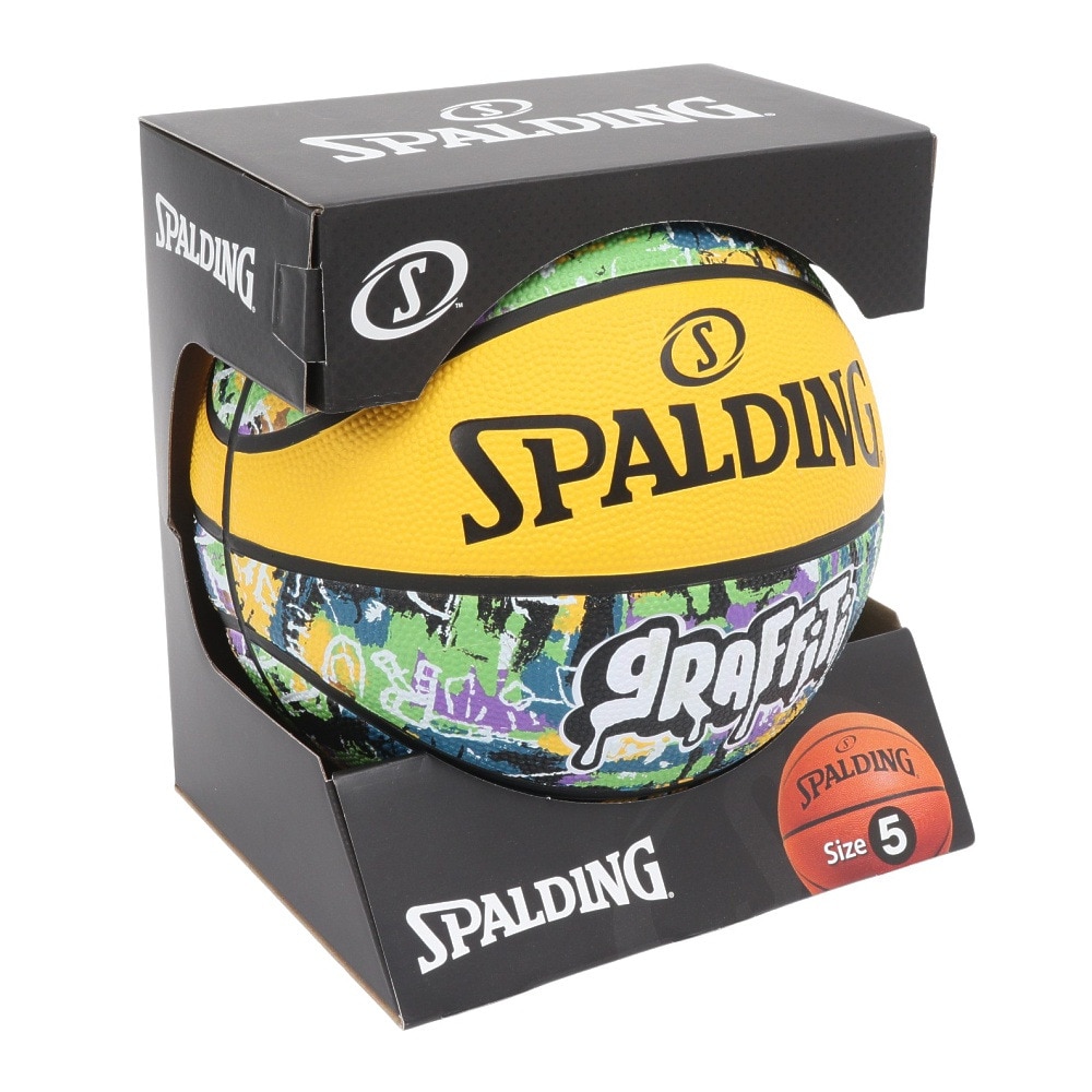スポルディング（SPALDING）（キッズ）バスケットボール 5号球 ジュニア グラフィティグリーンxイエロー ラバー 84-518J