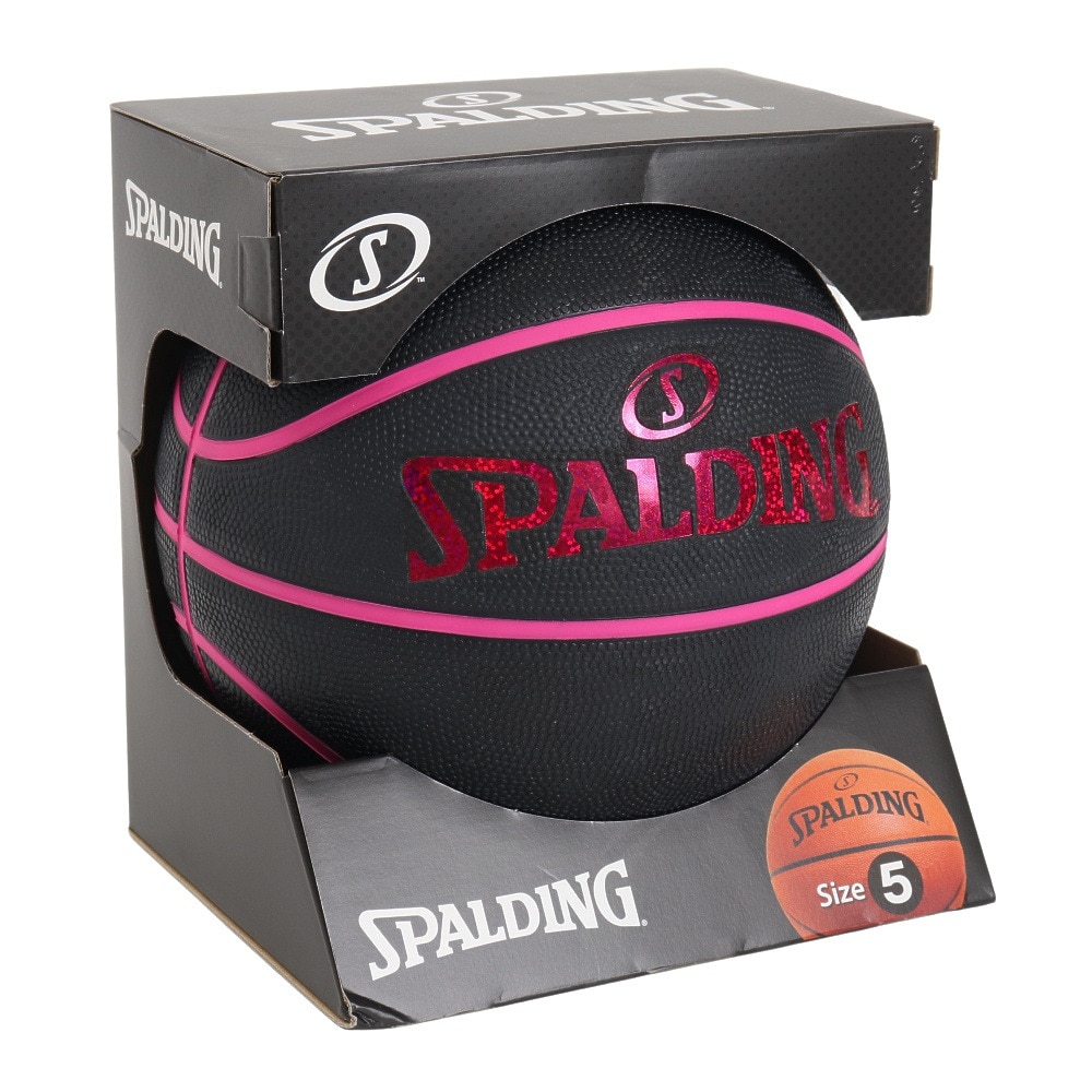 スポルディング（SPALDING）（キッズ）バスケットボール ホログラム ブラック×ピンク 5号球 84-526J 屋外 室外