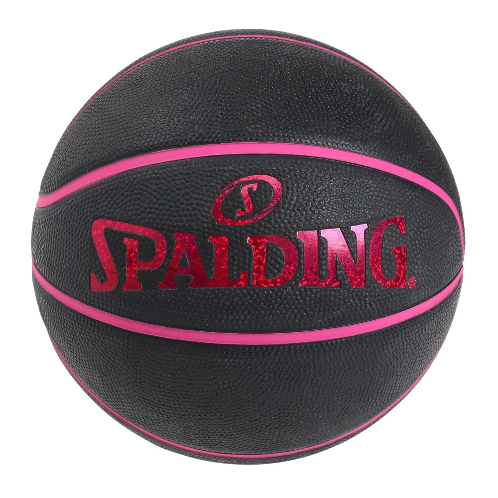 スポルディング（SPALDING）（キッズ）バスケットボール ホログラム ブラック×ピンク 5号球 84-526J 屋外 室外