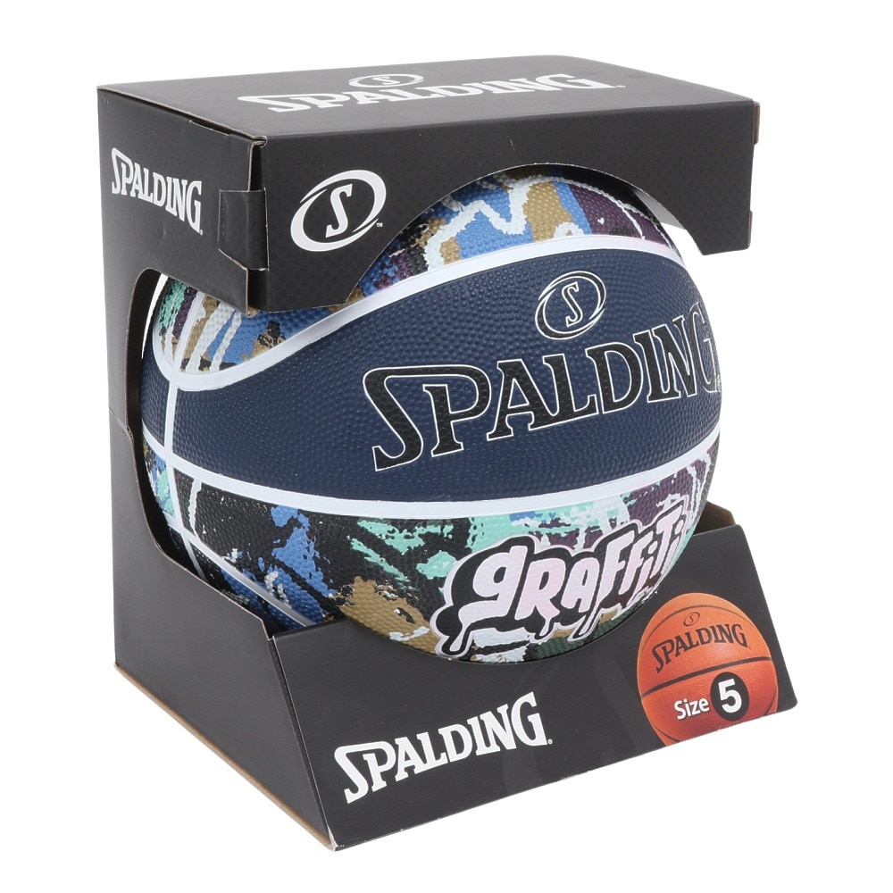 スポルディング（SPALDING）（キッズ）バスケットボール 5号球 グラフィティ ネイビー×ブルー ラバー 84-931J