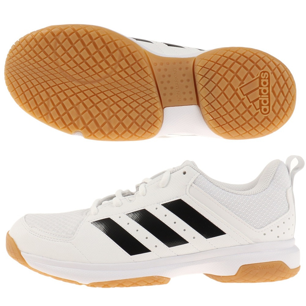 Ligra M インドアシューズ バレーボールシューズインドアゲームシューズ adidas (LGN84)HQ3516 フットウェアホワイト ルシッドブルー チームネイビーブルー