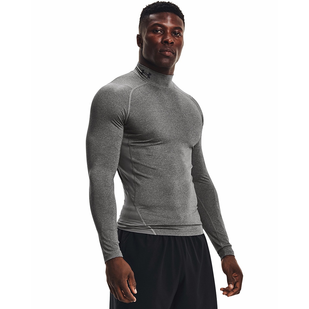 アンダーアーマー（UNDER ARMOUR）（メンズ）着圧 長袖 ヒートギア(夏向け) ロングスリーブ モックシャツ 1369606 090 速乾 防臭 グレー 