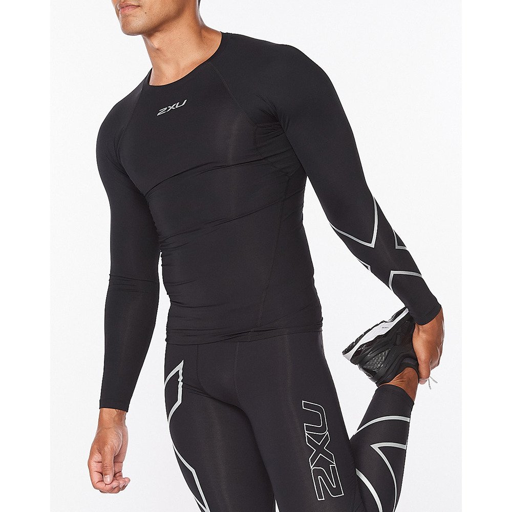 ツー・タイムズ・ユー（2XU）（メンズ）PWXコンプレッション ロングスリーブトップ MA6398A-BLK/SIL
