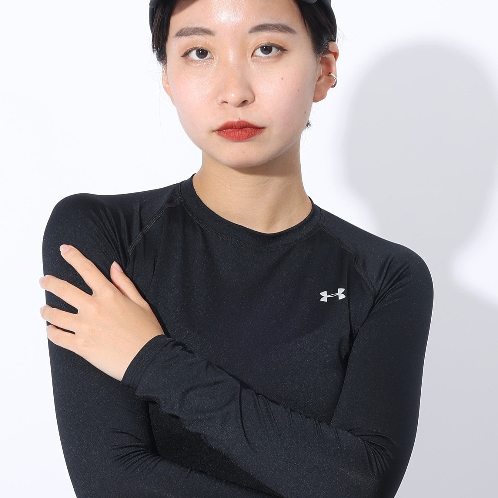 アンダーアーマー（UNDER ARMOUR）（レディース）ヒートギア(夏向け) コンプレッション クルーネック 長袖シャツ 1358604 BLK AT オンライン価格 速乾