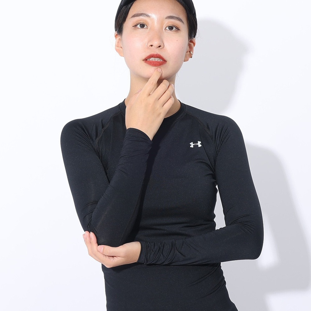 アンダーアーマー（UNDER ARMOUR）（レディース）ヒートギア(夏向け) コンプレッション クルーネック 長袖シャツ 1358604 BLK AT オンライン価格 速乾