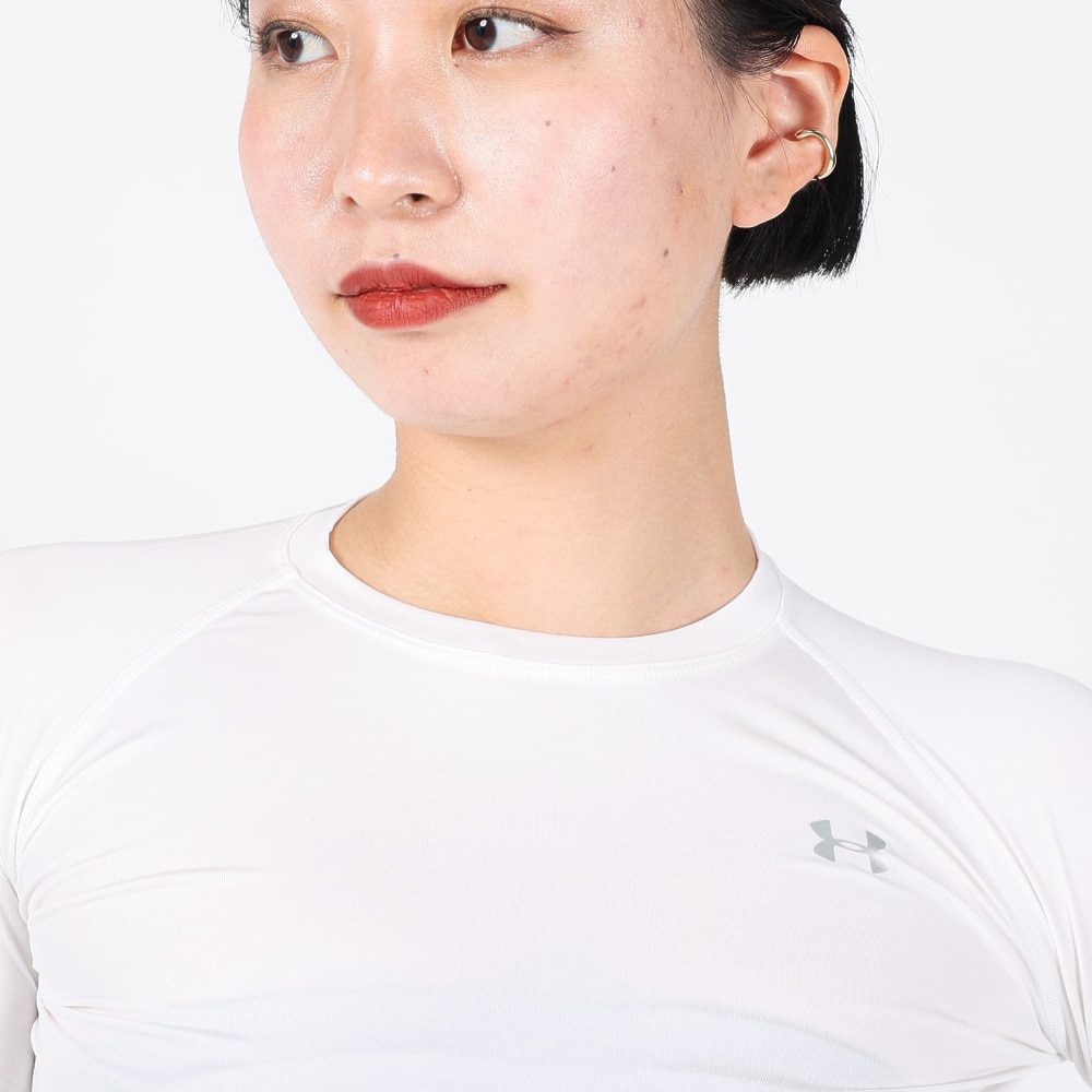 アンダーアーマー（UNDER ARMOUR）（レディース）ヒートギア(夏向け) コンプレッション クルーネック 長袖シャツ 1358604 WHT AT オンライン価格 速乾