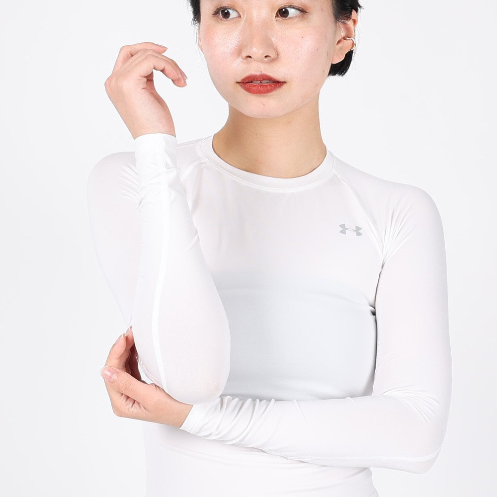 アンダーアーマー（UNDER ARMOUR）（レディース）ヒートギア(夏向け) コンプレッション ロングスリーブ クルーネック 1358604 WHT AT オンライン価格 速乾