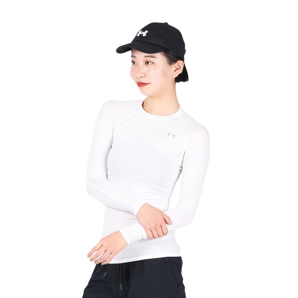 アンダーアーマー（UNDER ARMOUR）（レディース）ヒートギア(夏向け) コンプレッション ロングスリーブ クルーネック 1358604 WHT AT オンライン価格 速乾