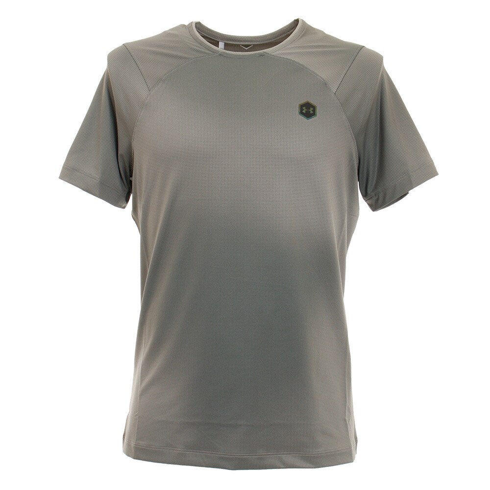  ラッシュ ヒートギア フィッティド プリント半袖Tシャツ 1351559 GVN/BLK AT オンライン価格
