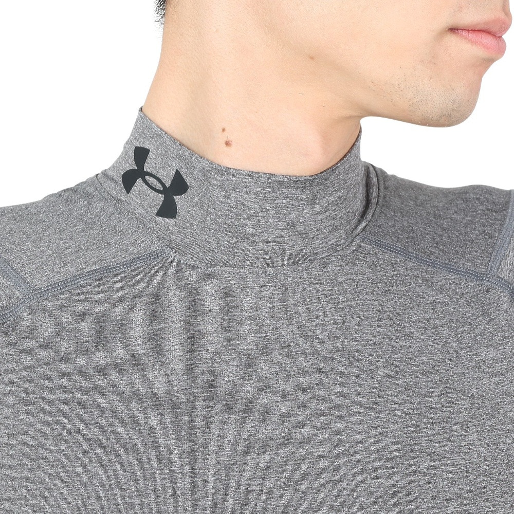 アンダーアーマー（UNDER ARMOUR）（メンズ）半袖 速乾 抗菌防臭 グレー ヒートギア(夏向け) コンプレッション モック ショートスリーブ 1372586 090