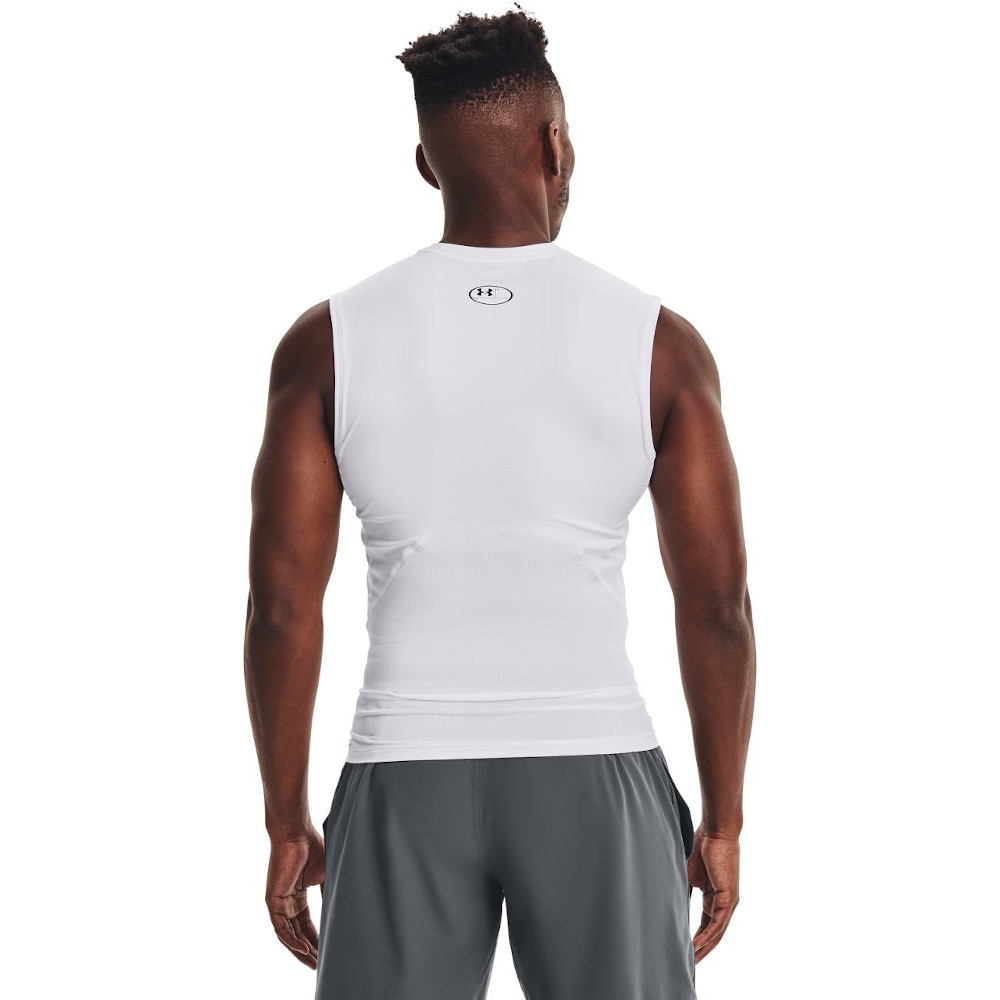 アンダーアーマー（UNDER ARMOUR）（メンズ）ヒートギア 夏向け コンプレッション スリーブレス シャツ 1361522 100 速乾 タンクトップ 防臭 ストレッチ 白 