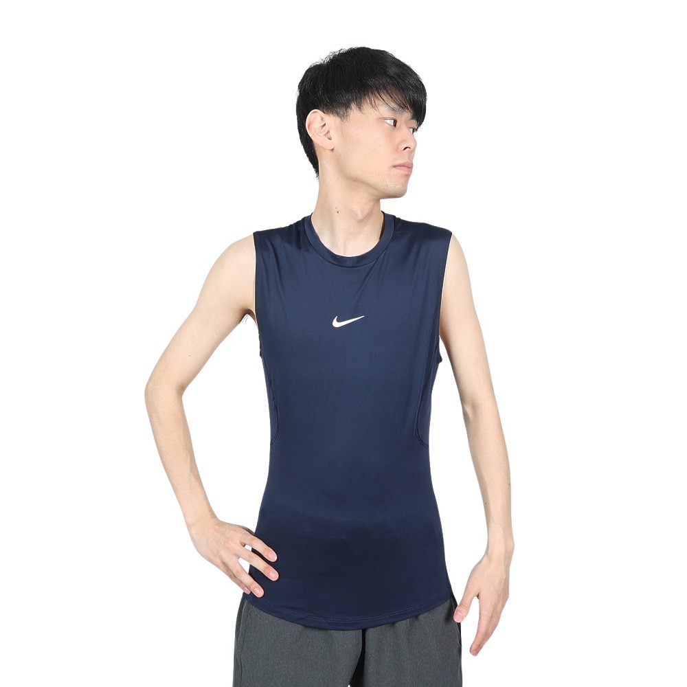 ナイキ（NIKE）（メンズ）タンクトップ 速乾 ネイビー ドライフィット ノースリーブ フィットネストップ FB7915-451