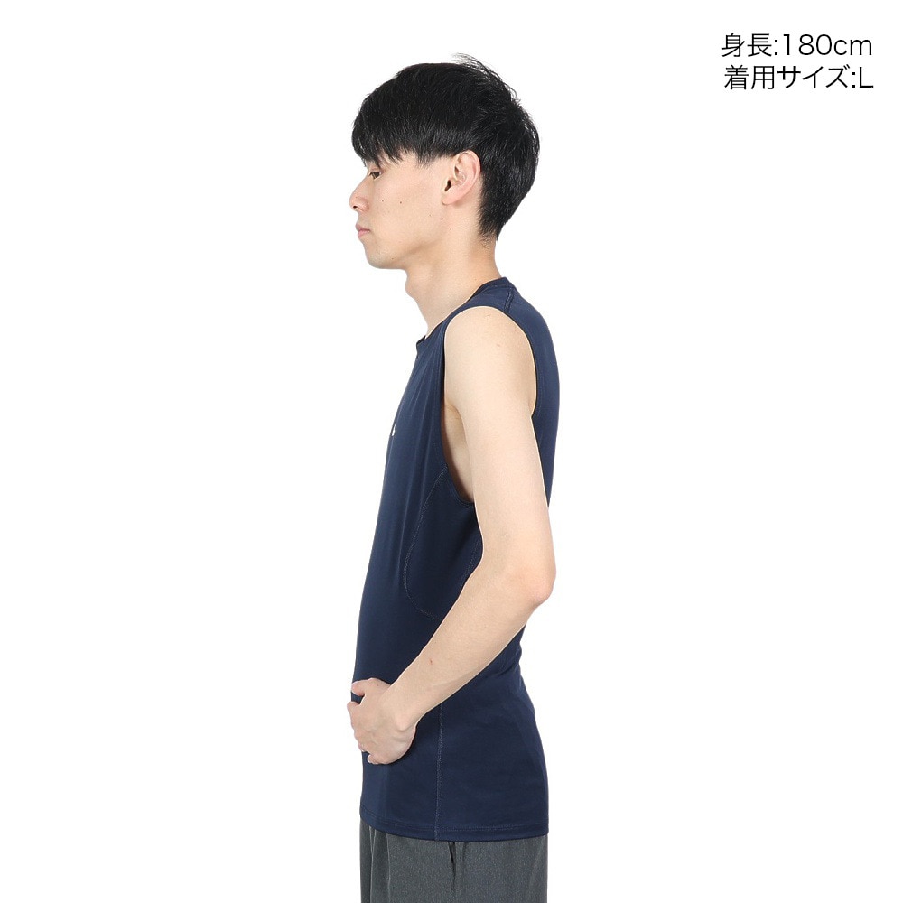 ナイキ（NIKE）（メンズ）タンクトップ 速乾 ネイビー ドライフィット ノースリーブ フィットネストップ FB7915-451