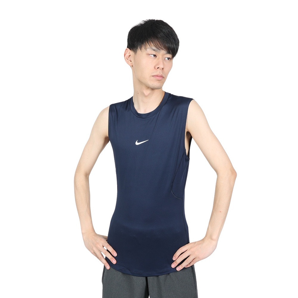 ナイキ（NIKE）（メンズ）タンクトップ 速乾 ネイビー ドライフィット ノースリーブ フィットネストップ FB7915-451