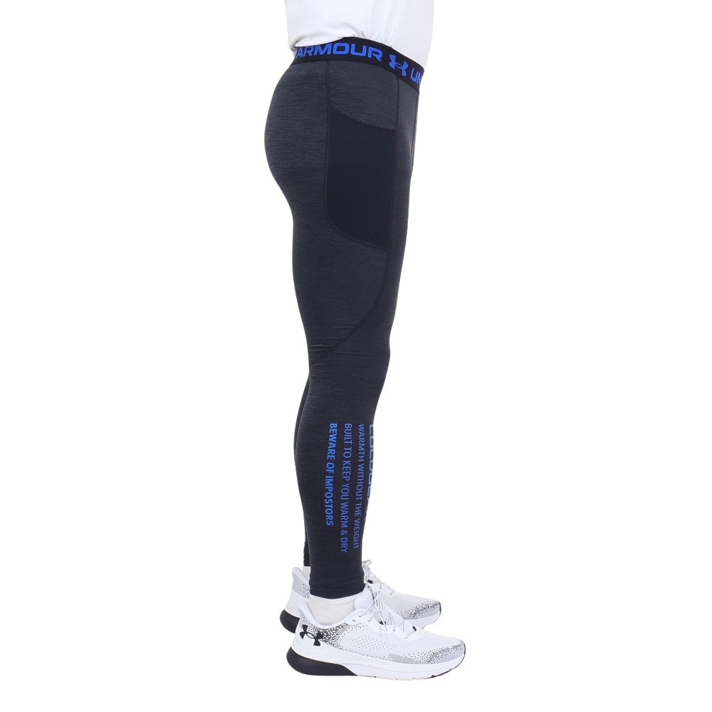 アンダーアーマー（UNDER ARMOUR）（メンズ）コールドギアアーマー ツイスト レギンス 1379821 002 ブラック×ブルー