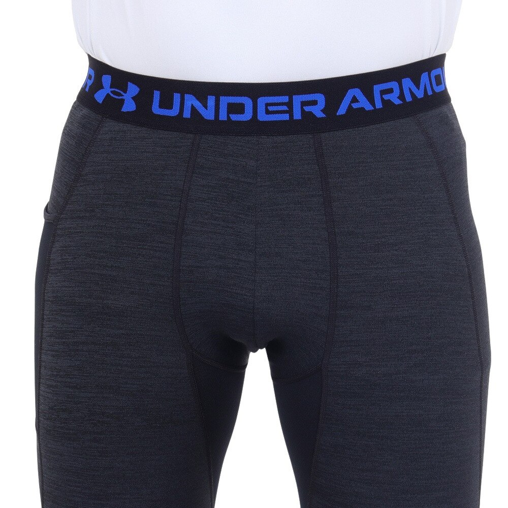アンダーアーマー（UNDER ARMOUR）（メンズ）コールドギアアーマー ツイスト レギンス 1379821 002 ブラック×ブルー